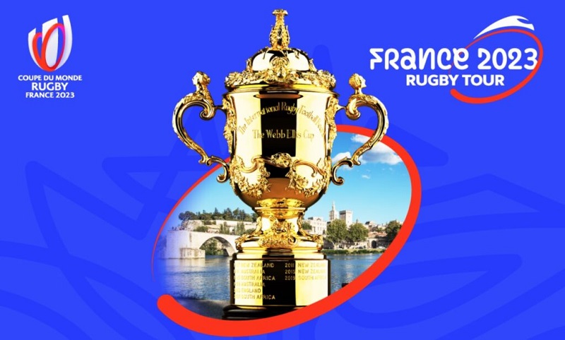 Le trophée de la Coupe du monde de rugby 2023