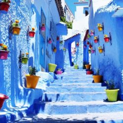 Chefchaouen est une ville du nord-ouest du Maroc, située dans la chaîne du Rif. Elle est connue pour ses maisons et ses ruelles peintes en bleu, qui lui valent le surnom de “perle bleue” ou de “ville bleue”